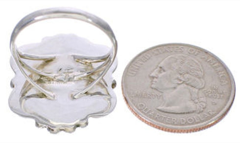 Southwestern Sterling Silver Multicolor Inlay Ring Size 8-3/4 UX33627